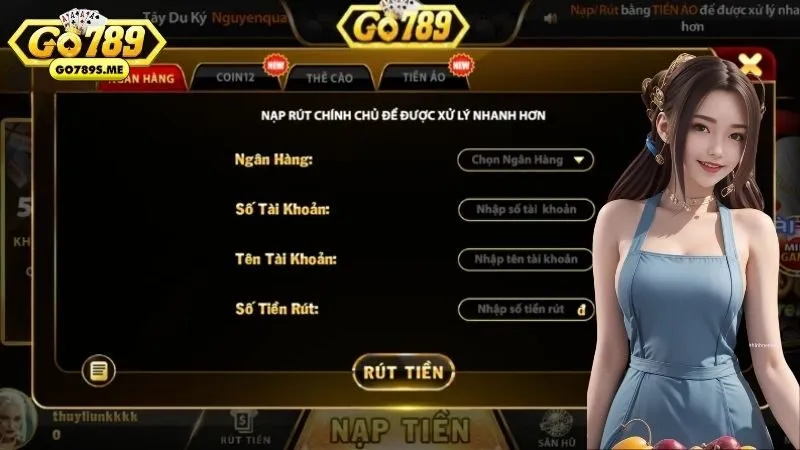 Quy trình thực hiện rút tiền Go789 nhanh chóng, đơn giản